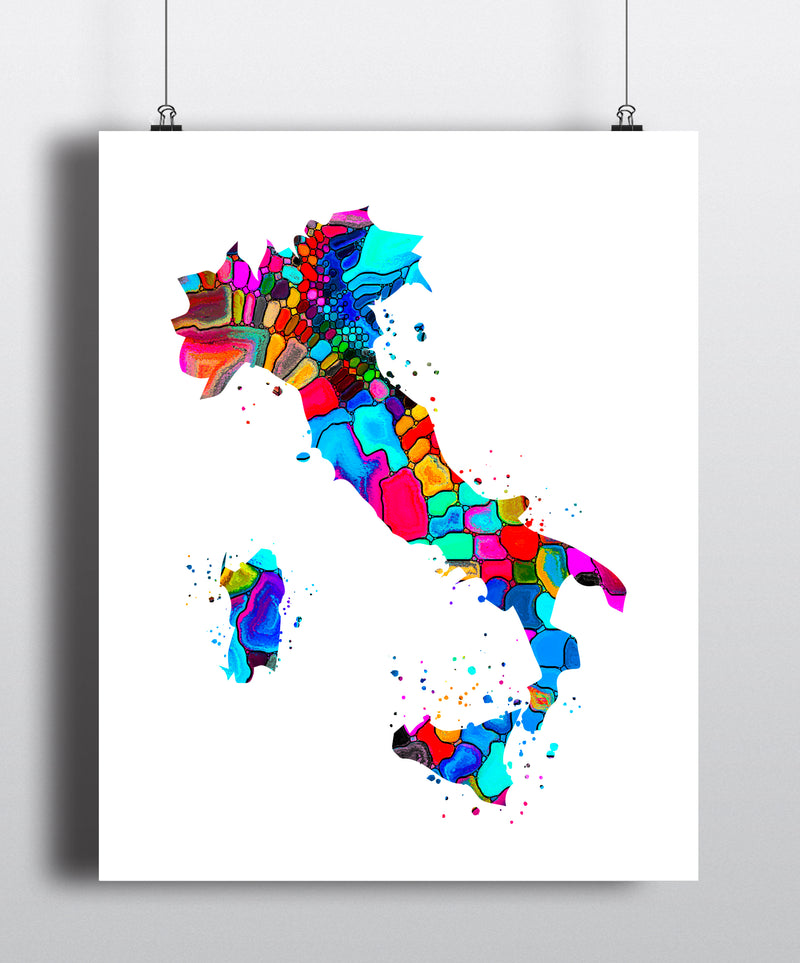 Italy Map Art Print - Unframed - Zuzi's