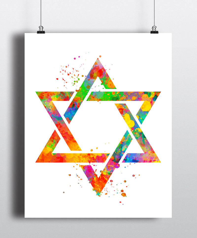Star Of David Watercolor Art Print - Unframed - Zuzi's