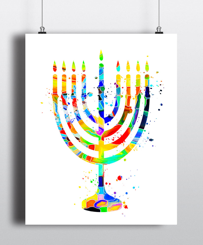 Menorah Watercolor Art Print - Unframed - Zuzi's