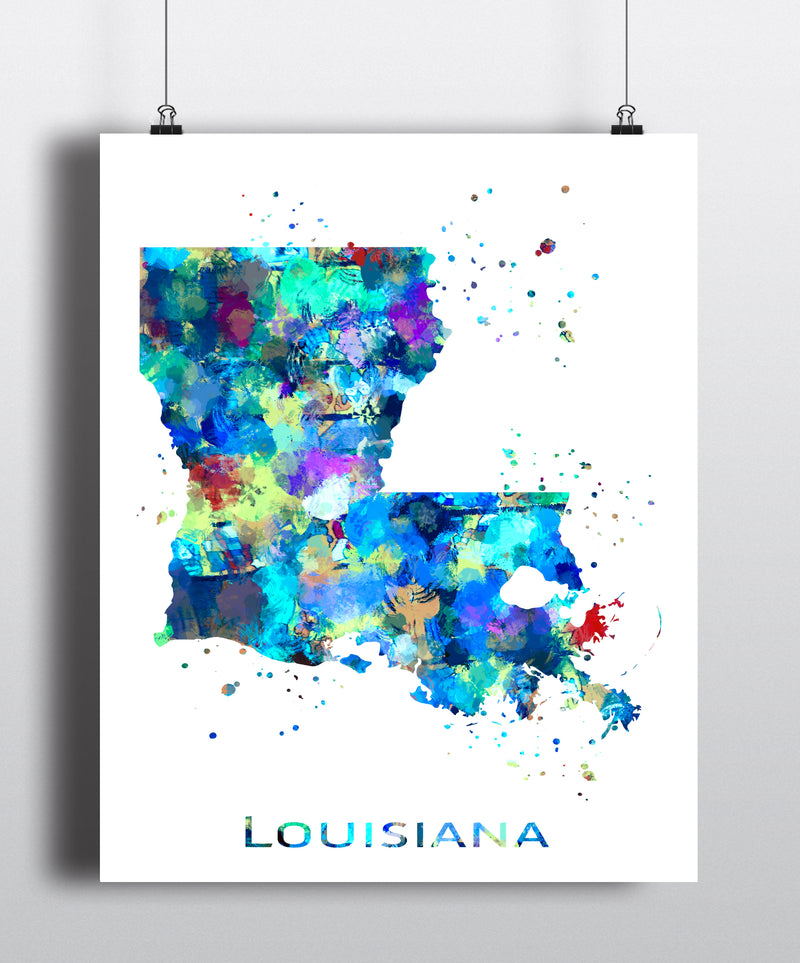 Louisiana Map Art Print - Unframed - Zuzi's