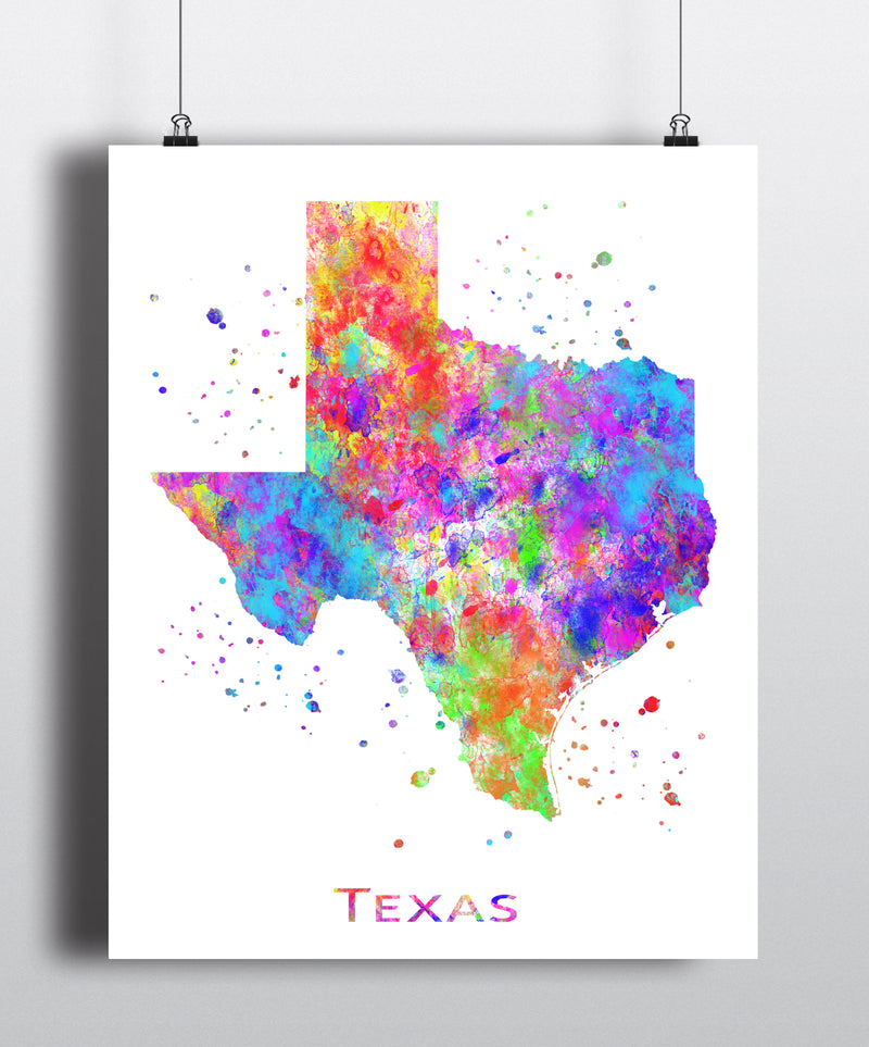 Texas Map Art Print - Unframed - Zuzi's