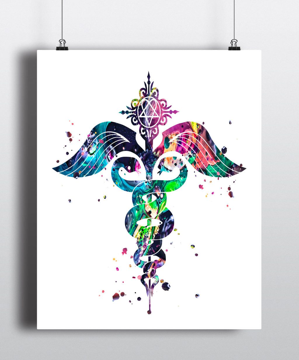 Caduceus Watercolor Art Print - Unframed - Zuzi's