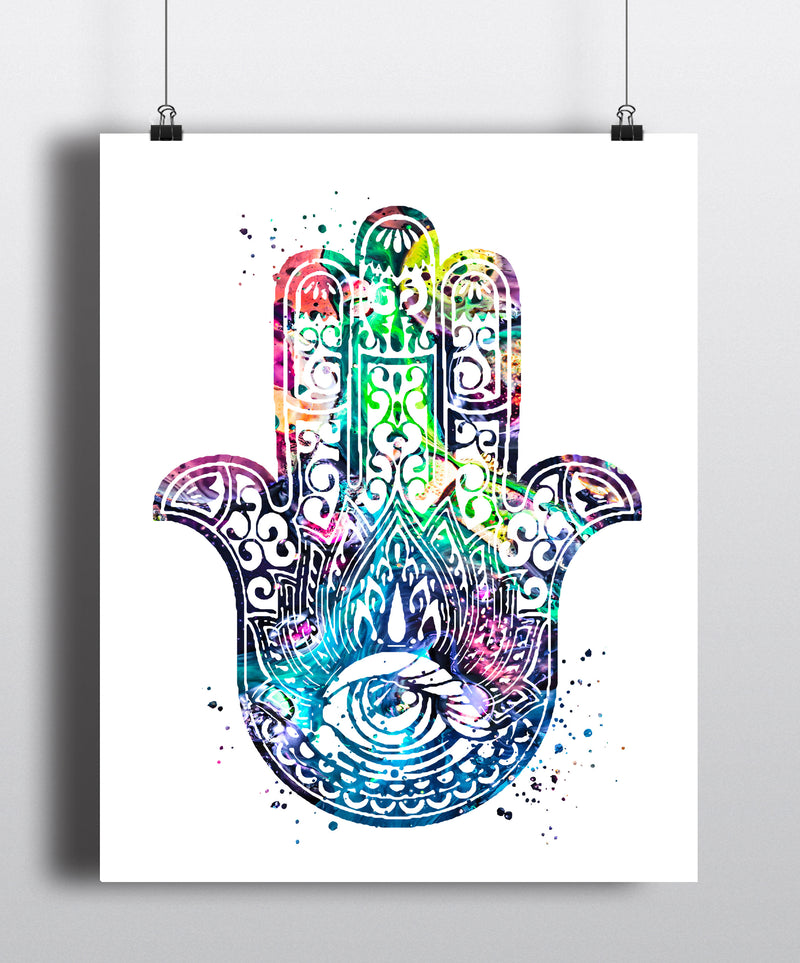 Hamsa Hand Watercolor Art Print - Unframed - Zuzi's