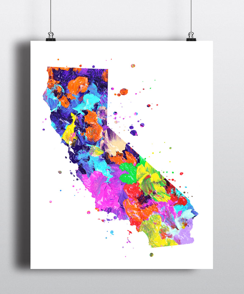 California Map Watercolor Art Print - Unframed - Zuzi's