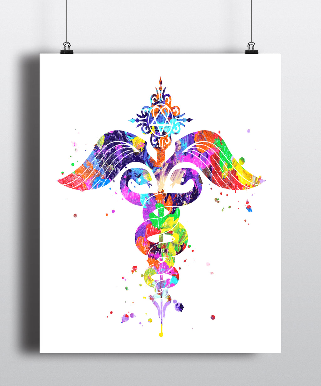 Caduceus Watercolor Art Print - Unframed - Zuzi's