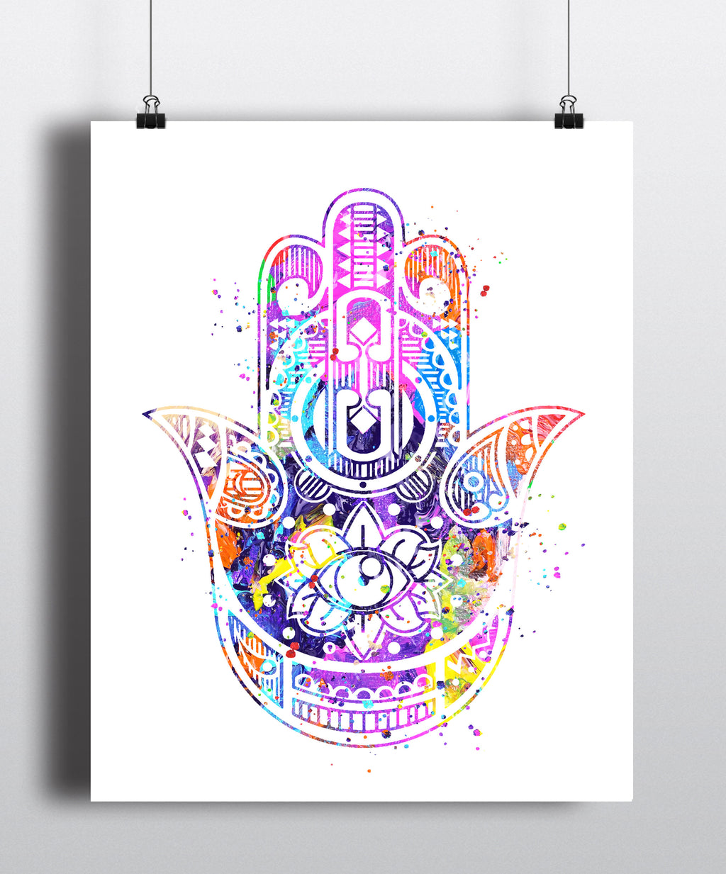 Hamsa Hand Watercolor Art Print - Unframed - Zuzi's