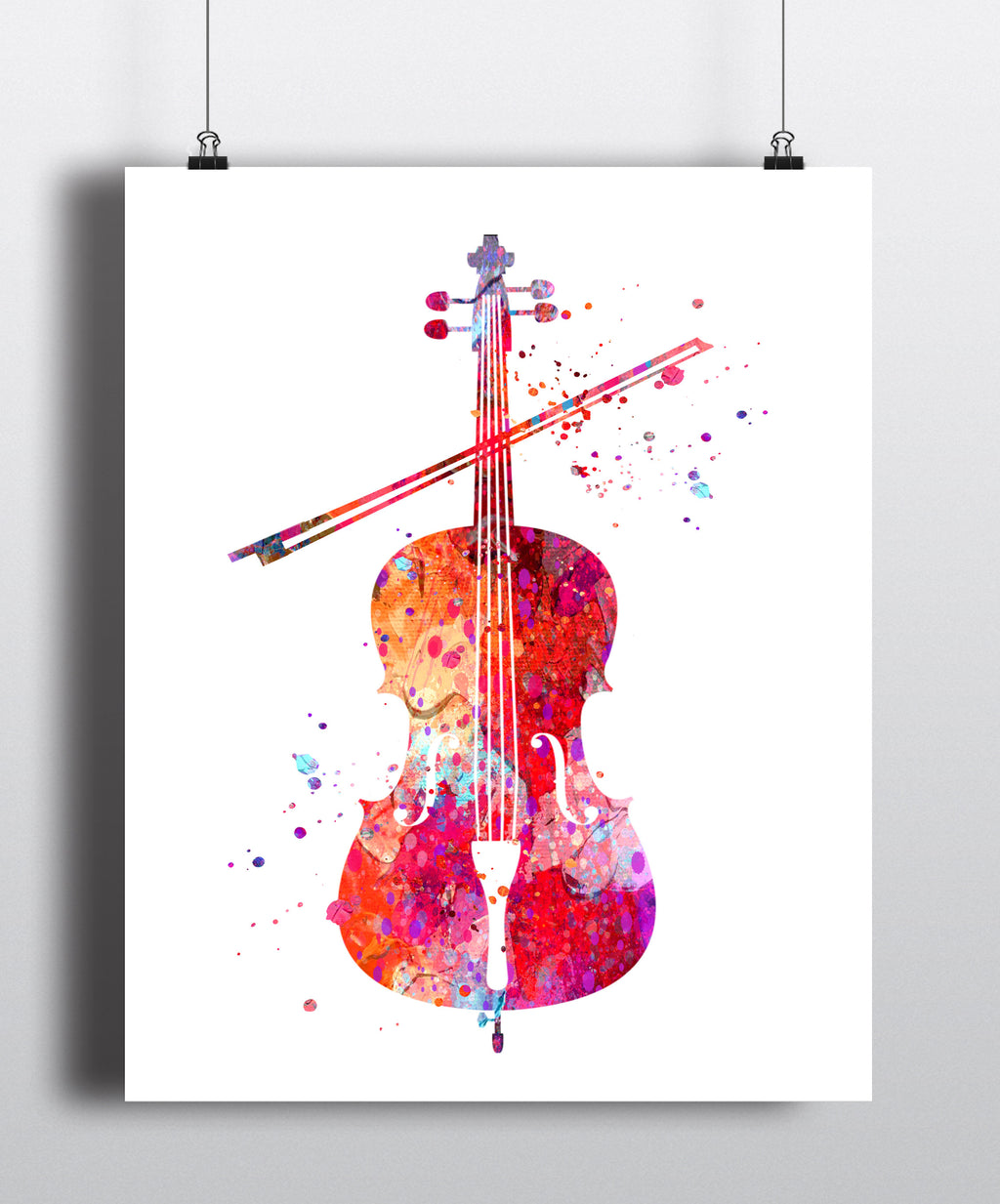 Cello Watercolor Art Print - Unframed - Zuzi's