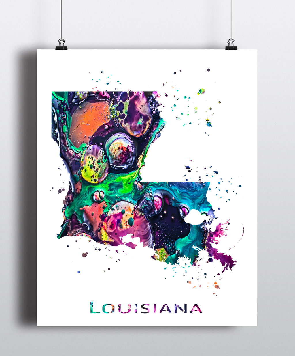Louisiana Map Art Print - Unframed - Zuzi's