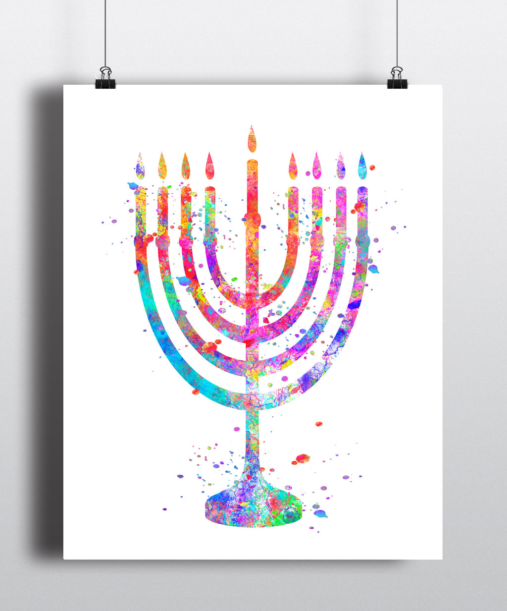 Menorah Watercolor Art Print - Unframed - Zuzi's