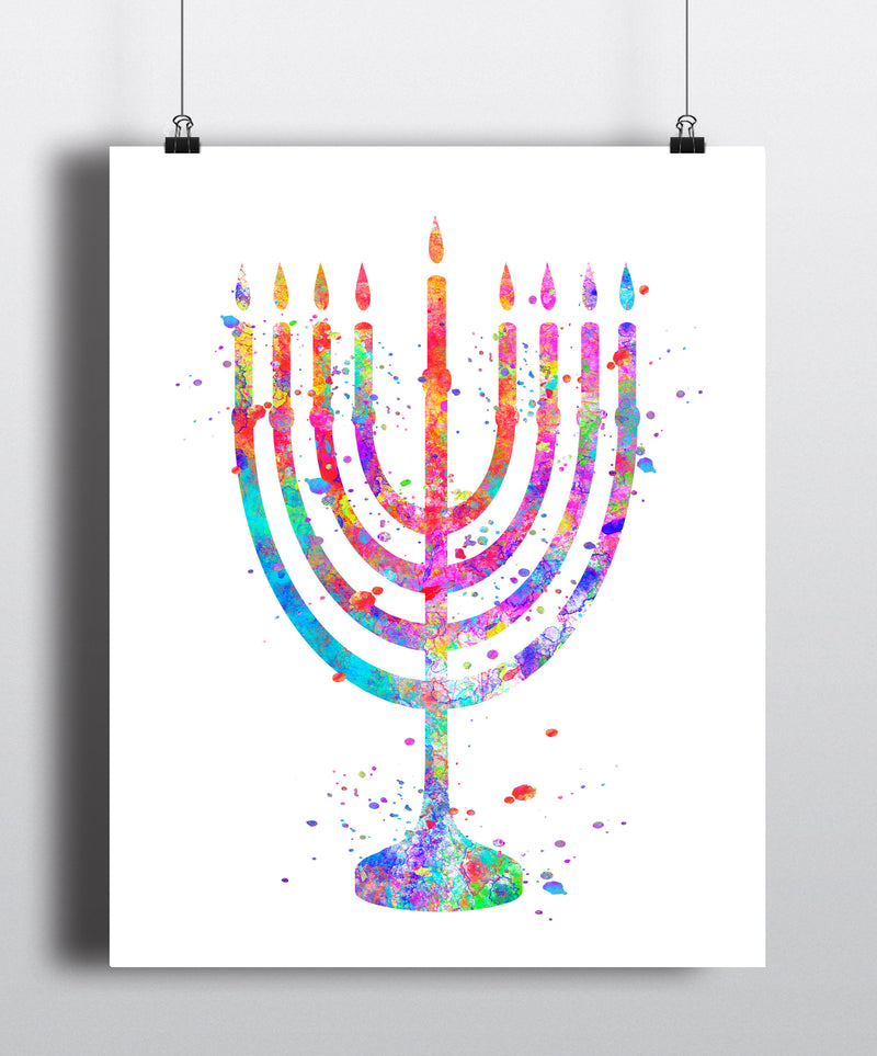 Menorah Watercolor Art Print - Unframed - Zuzi's