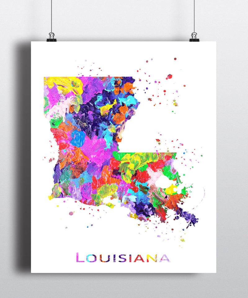 Louisiana Map Art Print - Unframed - Zuzi's