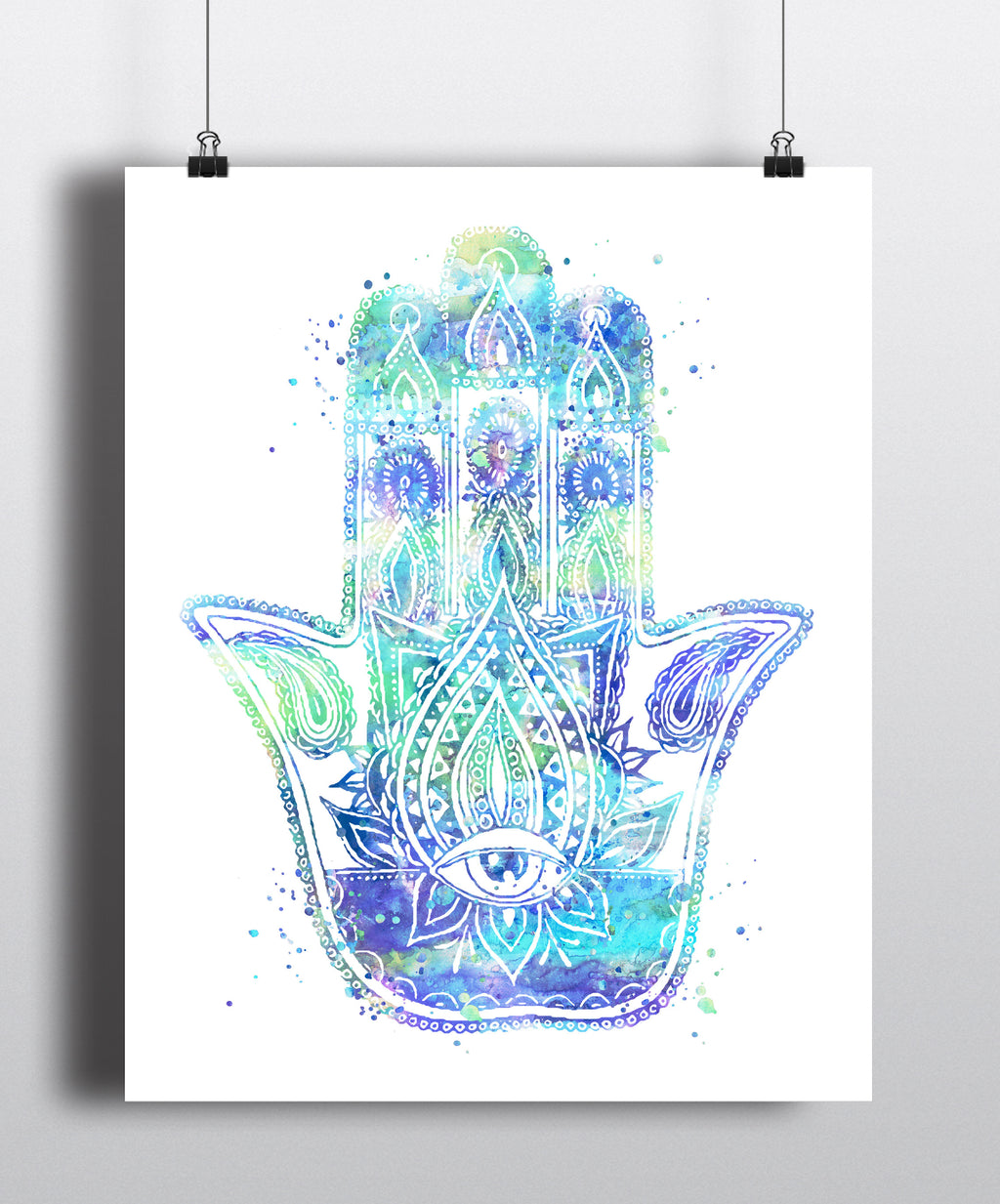 Hamsa Hand Watercolor Art Print - Unframed - Zuzi's