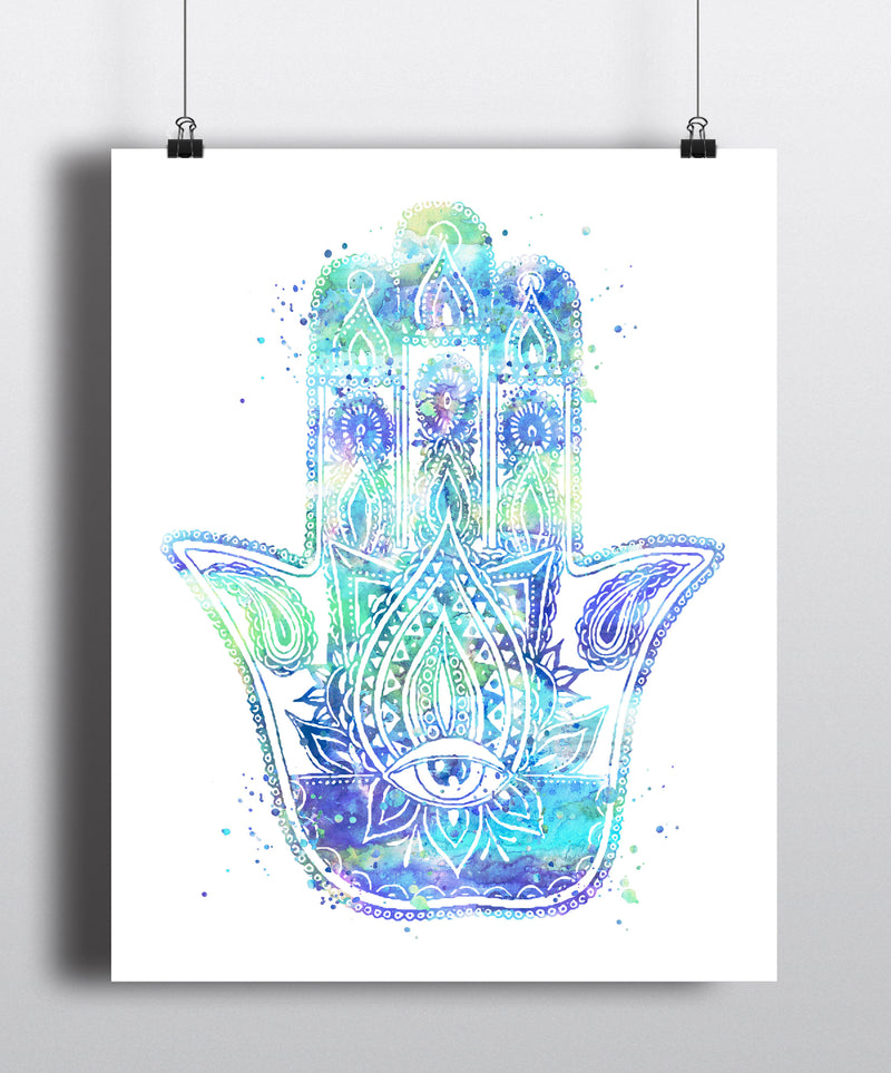 Hamsa Hand Watercolor Art Print - Unframed - Zuzi's