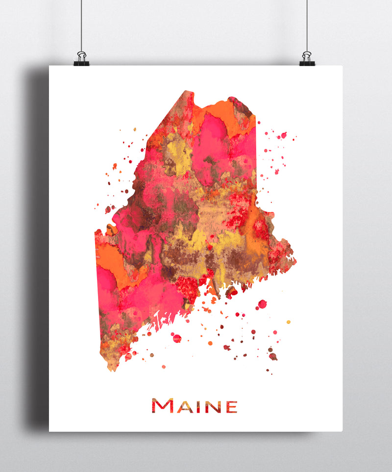 Maine Map Art Print - Unframed - Zuzi's