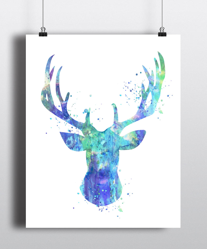 Stag Head Watercolor Art Print - Unframed - Zuzi's