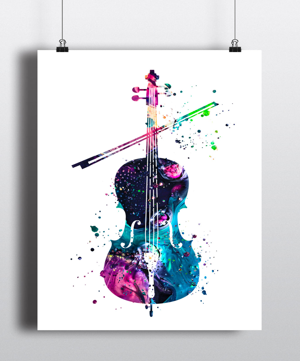 Cello Watercolor Art Print - Unframed - Zuzi's