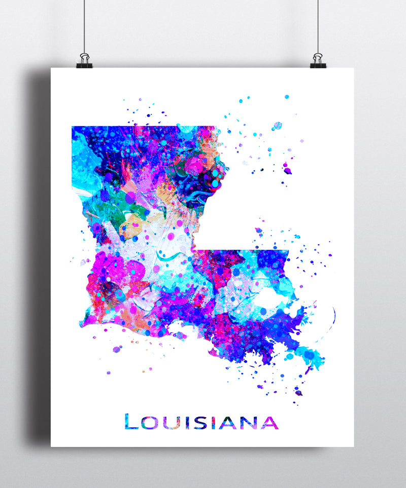 Louisiana Map Art Print - Unframed - Zuzi's