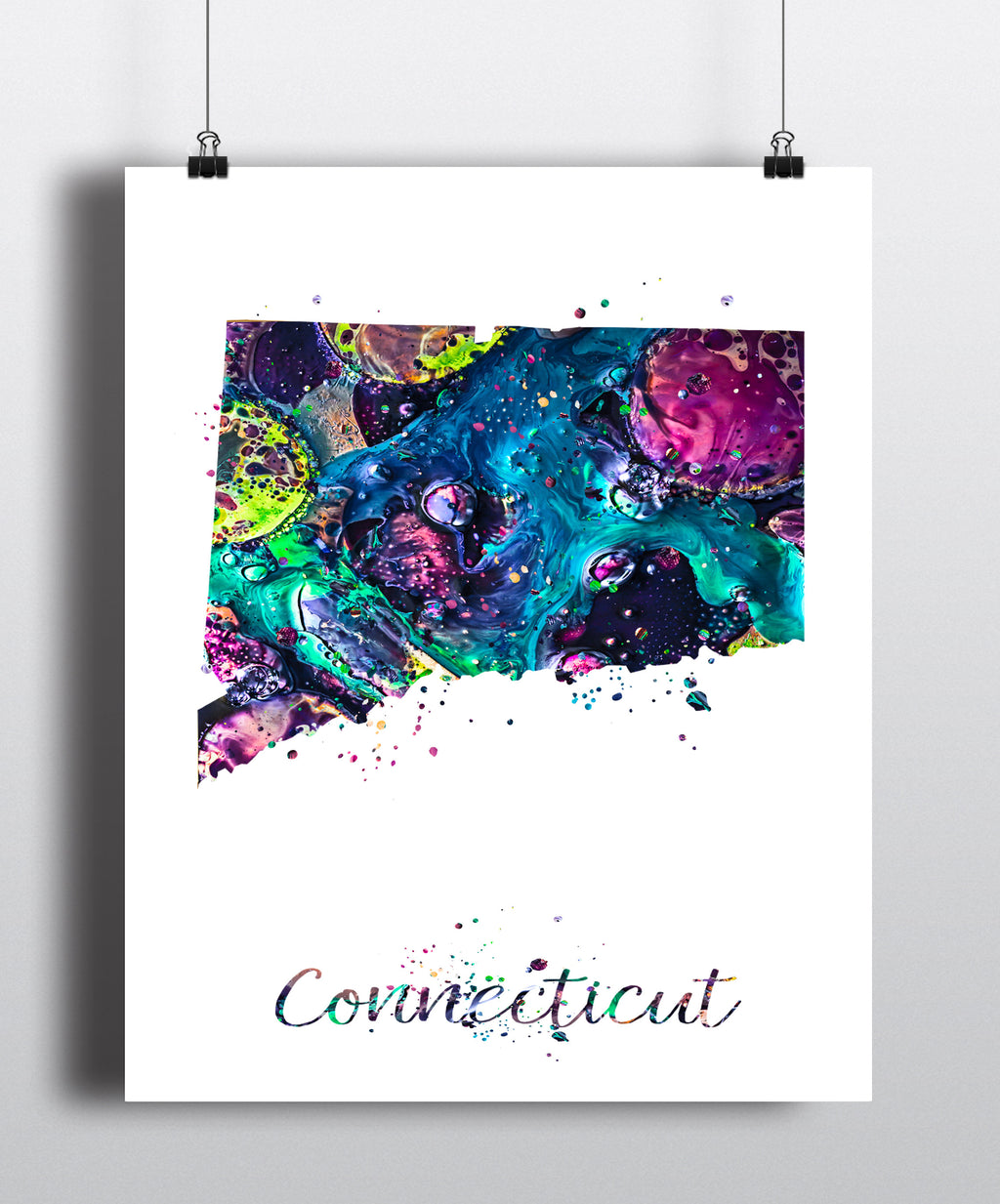 Connecticut Map Watercolor Art Print - Unframed - Zuzi's