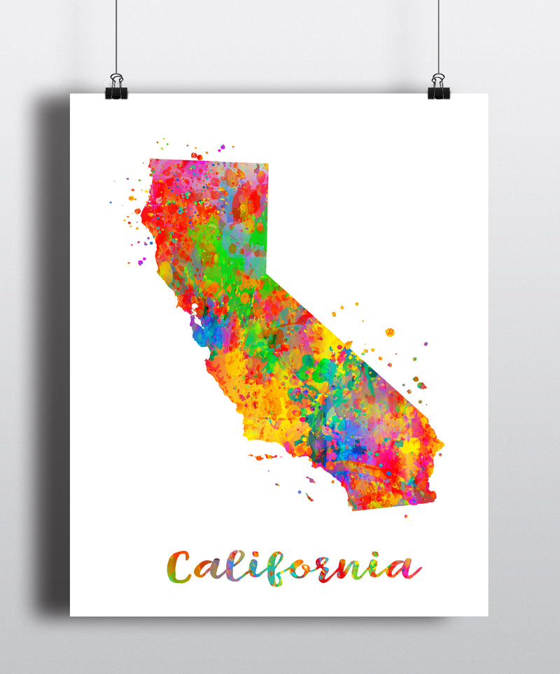 California Map Watercolor Art Print - Unframed - Zuzi's