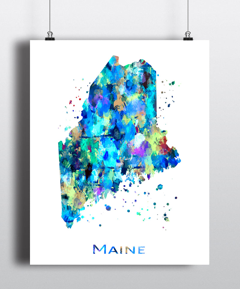 Maine Map Art Print - Unframed - Zuzi's