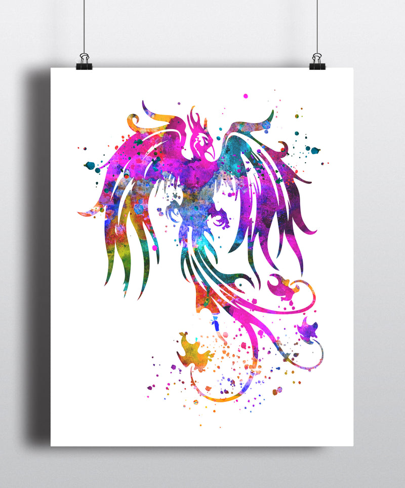 Phoenix Bird Watercolor Art Print - Unframed - Zuzi's