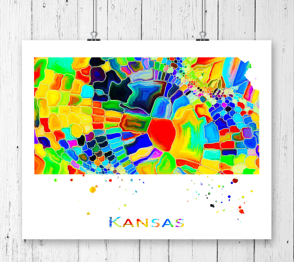 Kansas Map Art Print - Unframed - Zuzi's