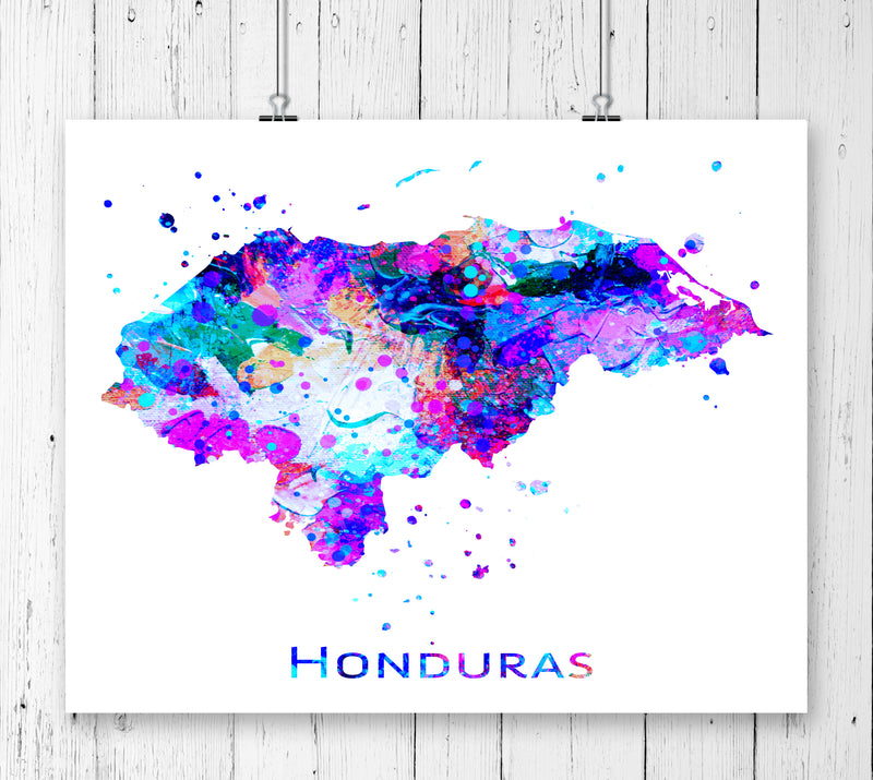 Honduras Map Art Print - Unframed - Zuzi's