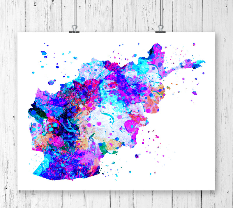 Afghanistan Map Art Print - Unframed - Zuzi's