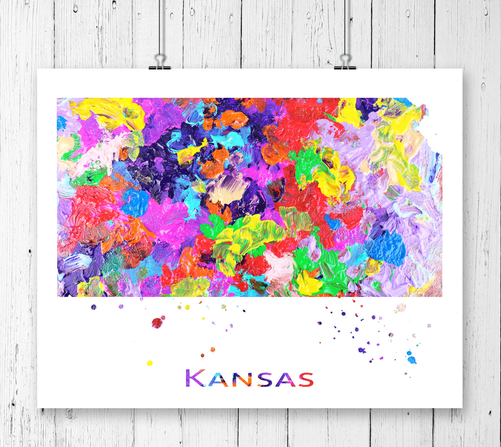Kansas Map Art Print - Unframed - Zuzi's