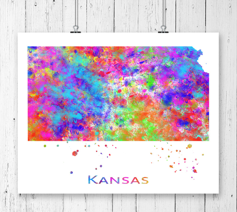 Kansas Map Art Print - Unframed - Zuzi's