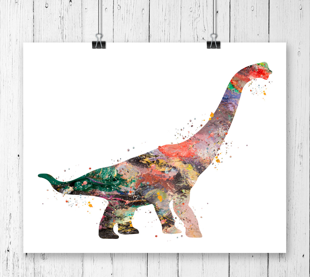 Brachiosaurus Dinosaur Watercolor  Art Print - Unframed - Zuzi's