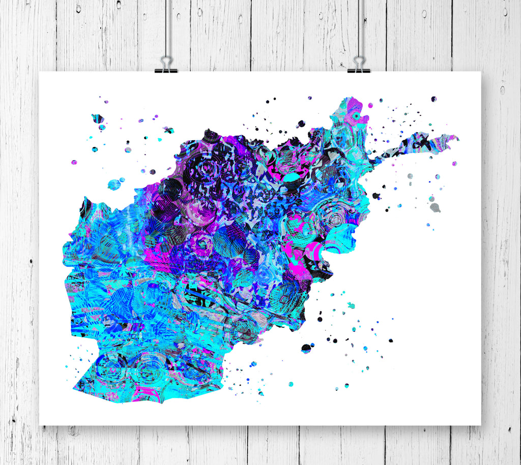 Afghanistan Map Art Print - Unframed - Zuzi's