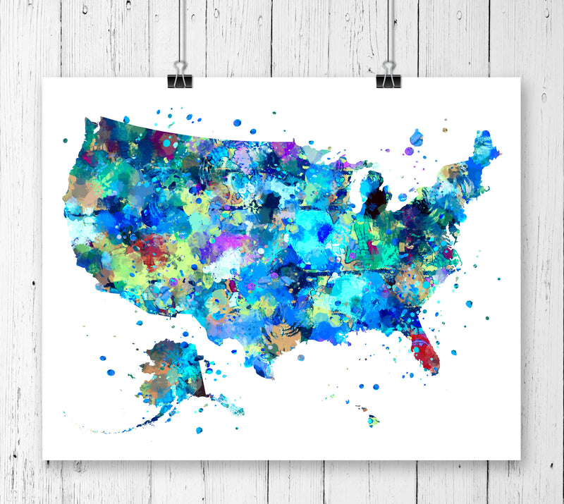 United States Map Art Print - Unframed - Zuzi's