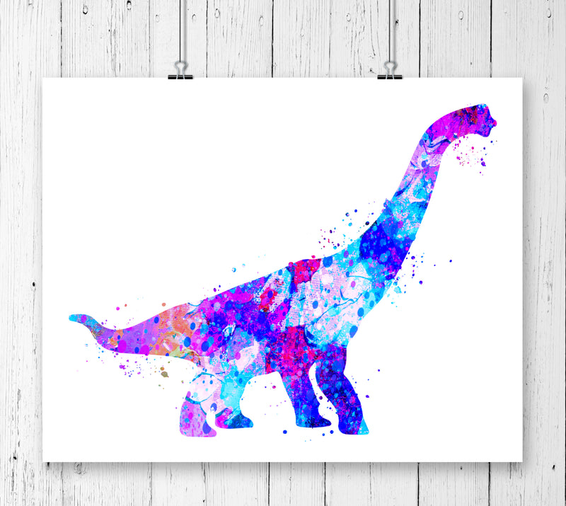 Brachiosaurus Dinosaur Watercolor Art Print - Unframed - Zuzi's