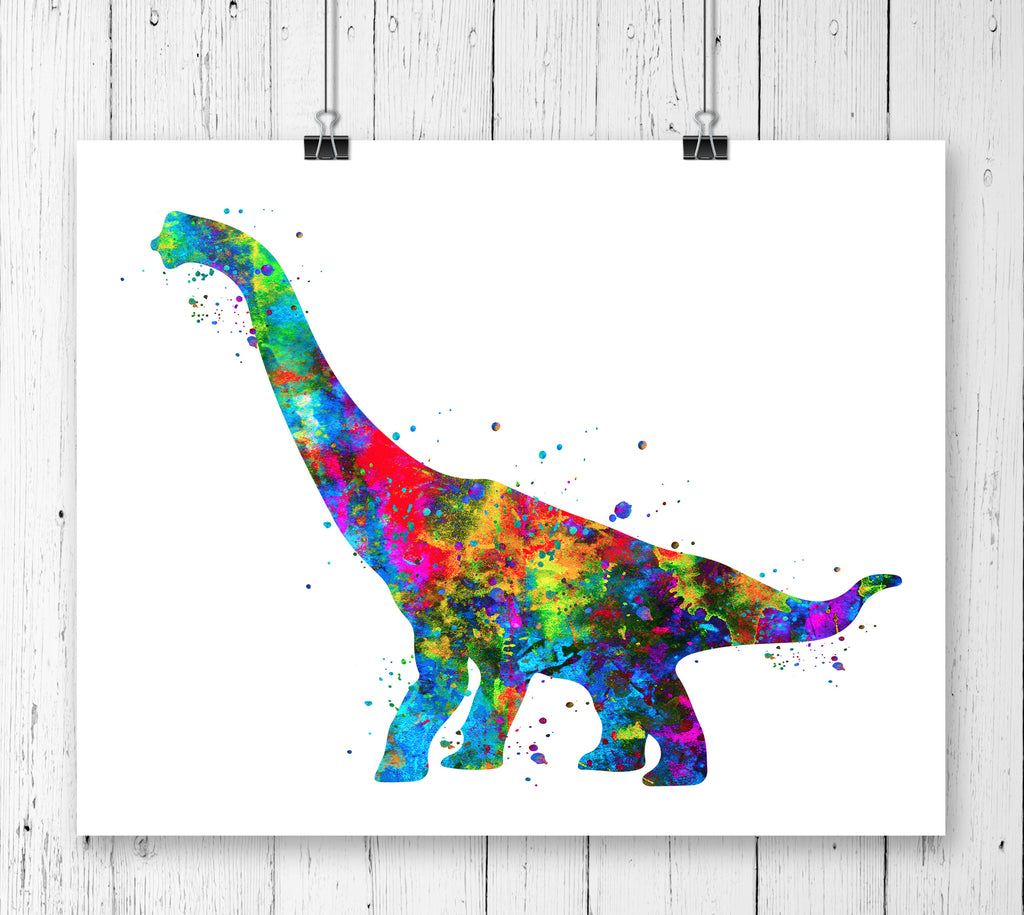 Brachiosaurus Dinosaur Watercolor  Art Print - Unframed - Zuzi's