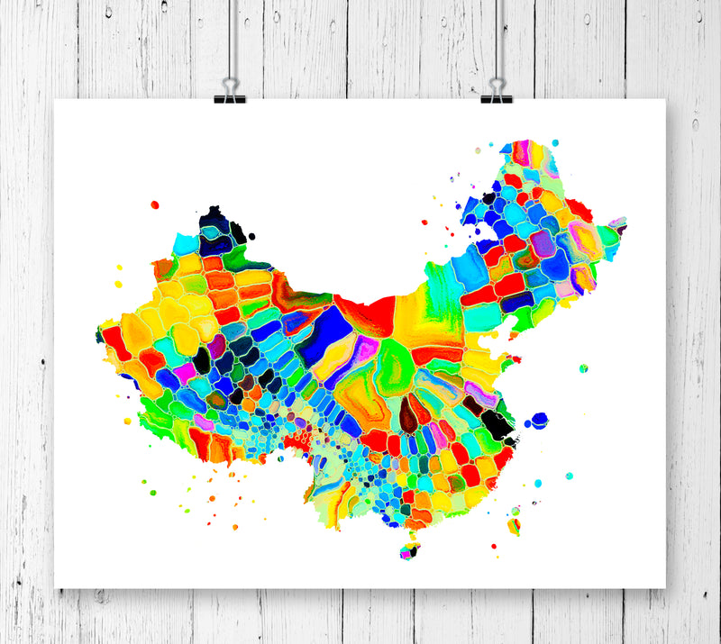 China Map Art Print - Unframed - Zuzi's