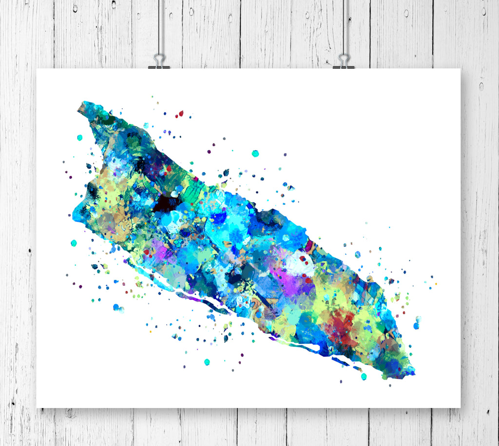 Aruba Map Watercolor Art Print - Unframed - Zuzi's