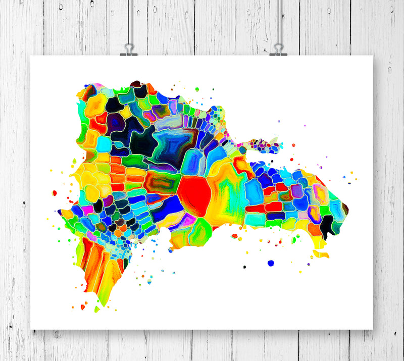 Dominican Republic Map Art Print - Unframed - Zuzi's