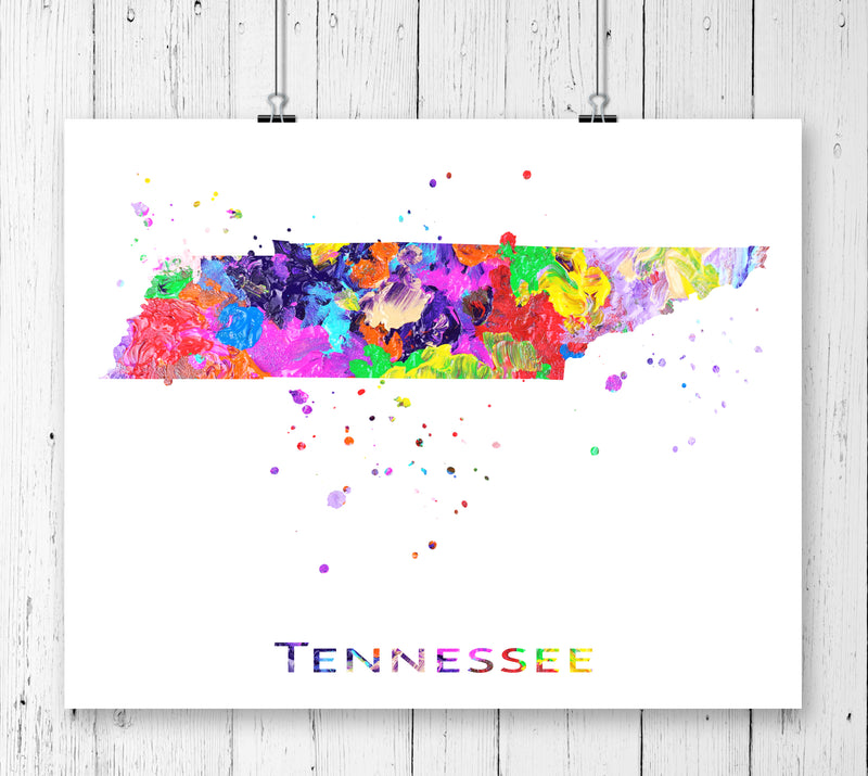 Tennessee Map Art Print - Unframed - Zuzi's