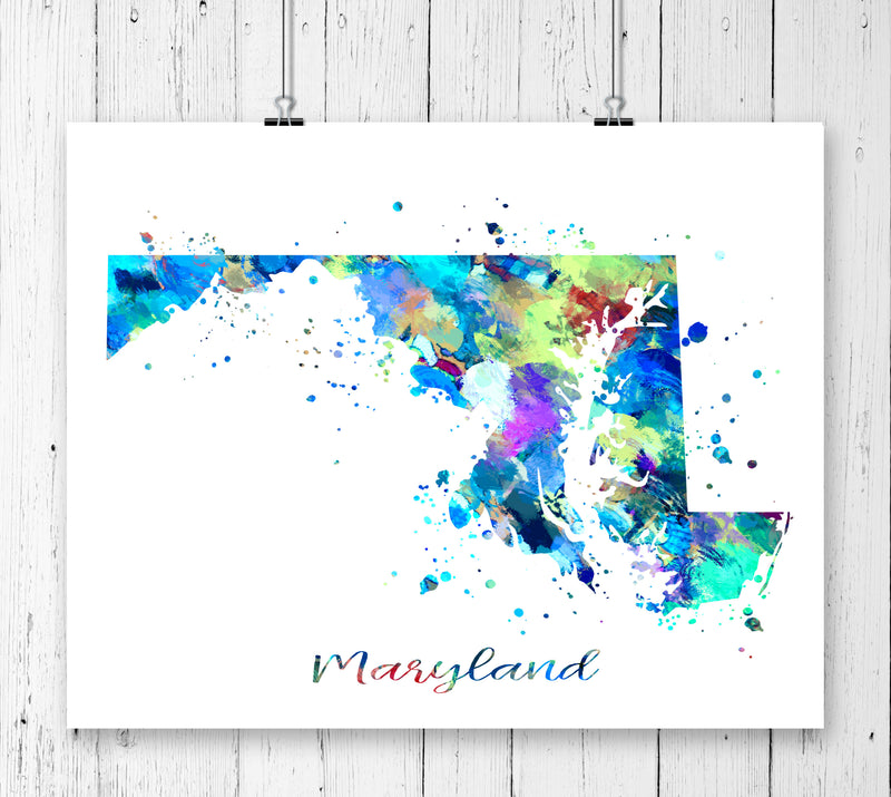 Maryland Map Art Print - Unframed - Zuzi's