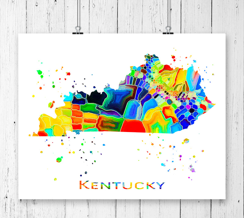 Kentucky Map Art Print - Unframed - Zuzi's