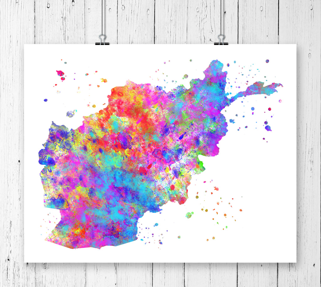 Afghanistan Map Art Print - Unframed - Zuzi's