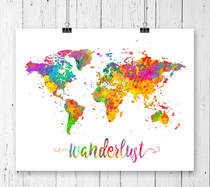 Wanderlust World Map Art Print - Unframed - Zuzi's