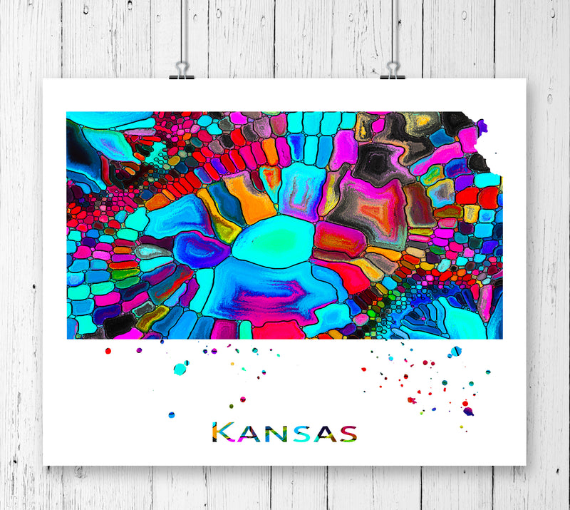 Kansas Map Art Print - Unframed - Zuzi's