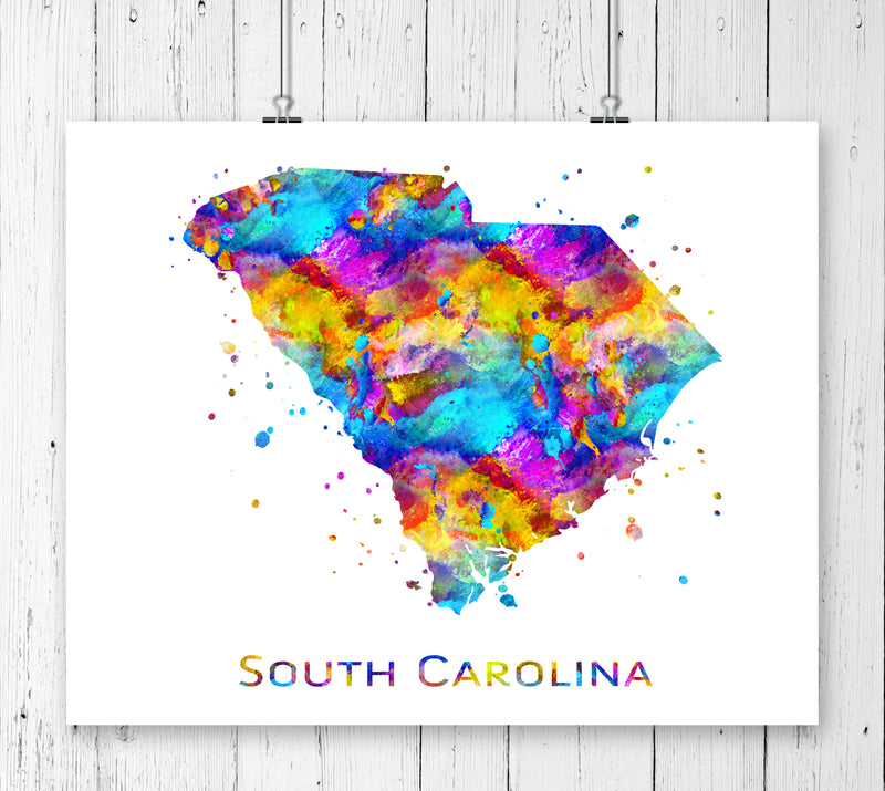 South Carolina Map Art Print - Unframed - Zuzi's
