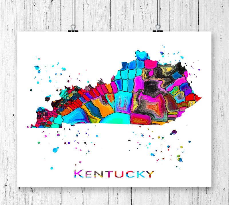 Kentucky Map Art Print - Unframed - Zuzi's