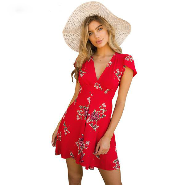 V-Neck Cape Short Sleeve Mini Dress Multiple Colors - Zuzi's