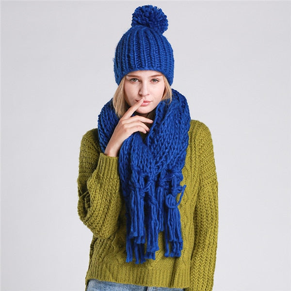 Knitted Hat and Scarf Set Multiple Colors - Zuzi's