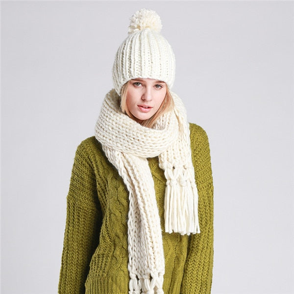 Knitted Hat and Scarf Set Multiple Colors - Zuzi's