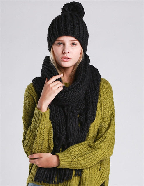 Knitted Hat and Scarf Set Multiple Colors - Zuzi's